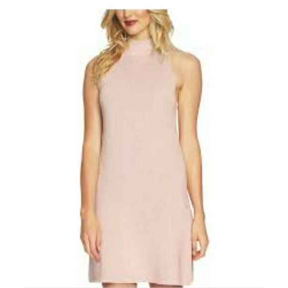 1.STATE Womens SIZE M Pink Sleeveless Shift Dress Mock Neck Shimmer Metallic - Picture 2 of 11